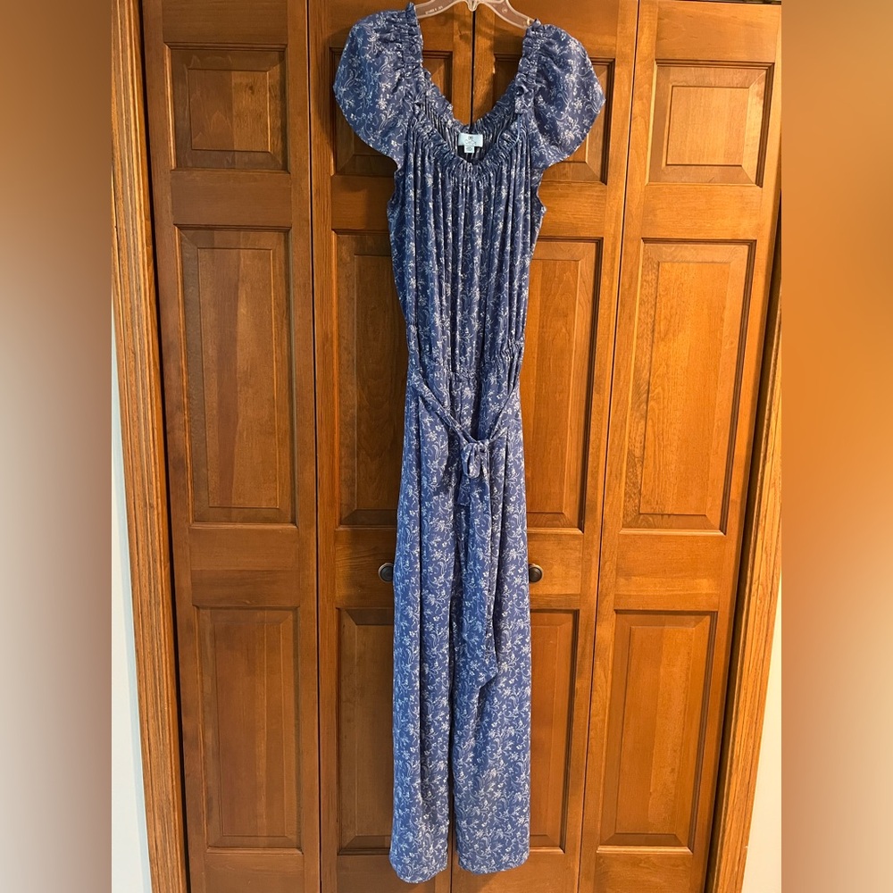 CeCe Blue Floral Jumpsuit - 20W